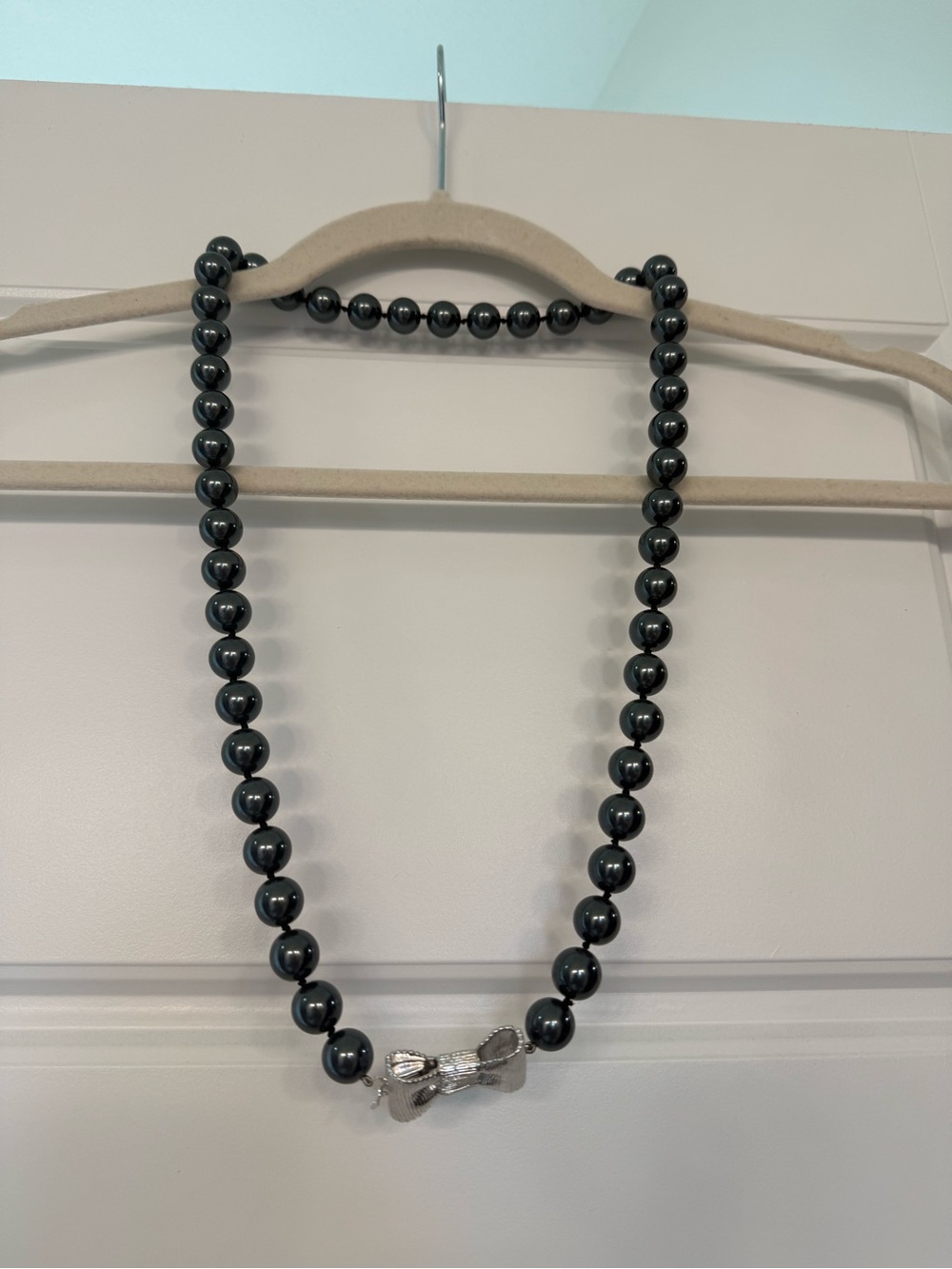 kate spade Black Beaded Necklace with Silver Bow Accent